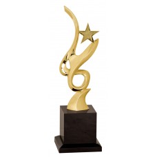 New 11 1/2 inch Gold Metal Art Crystal Award